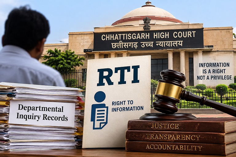 బర్తరఫ్ అయిన ఉద్యోగికి RTI కింద విచారణ పత్రాలు ఇవ్వాలి: ఛత్తీస్గఢ్ హైకోర్టు