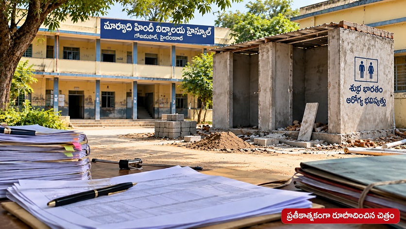 రికార్డుల్లో పూర్తయిన టాయిలెట్లు.. పాఠశాలలో కనిపించని నిర్మాణం